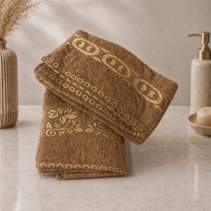 Velvet Jacquard Embellishment Towel (LIGHT  BROWN)