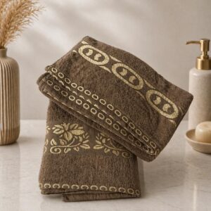 Velvet Jacquard Embellishment Towel (DARK BROWN)
