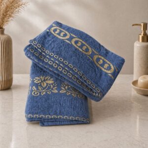 Velvet Jacquard Embellishment Towel (BLUE)