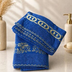 Velvet Jacquard Embellishment Towel (DARK BLUE)